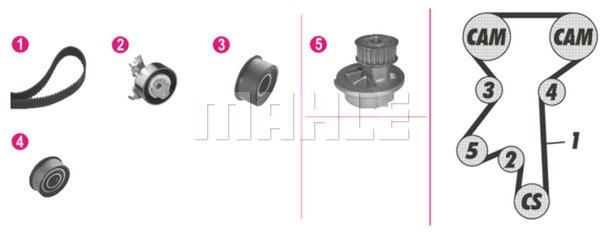 Water Pump & Timing Belt Kit MAHLE CPK29000P 2