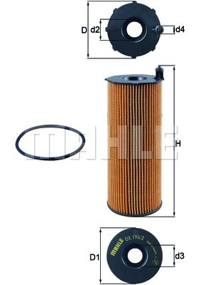 Oil Filter MAHLE OX196/2D
