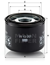 Filter, operating hydraulics MANN-FILTER W13001