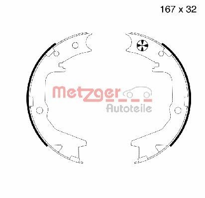 Brake Shoe Set, parking brake METZGER MG 994