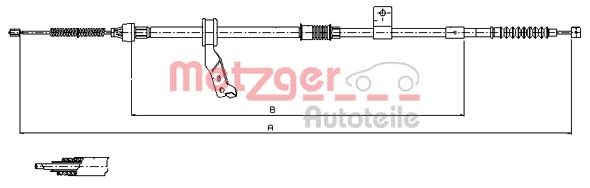 Cable Pull, parking brake METZGER 17.1481