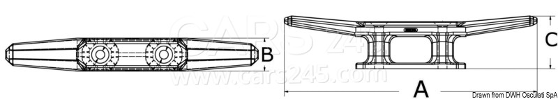 Nylon belaying cleat black 175 mm Cars245 Marine parts 40.055.18 2