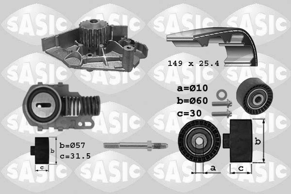 Water Pump & Timing Belt Kit SASIC 3900005