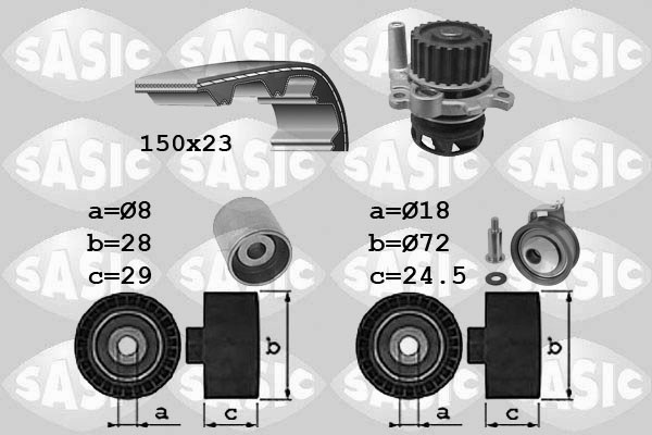 Water Pump & Timing Belt Kit SASIC 3906062
