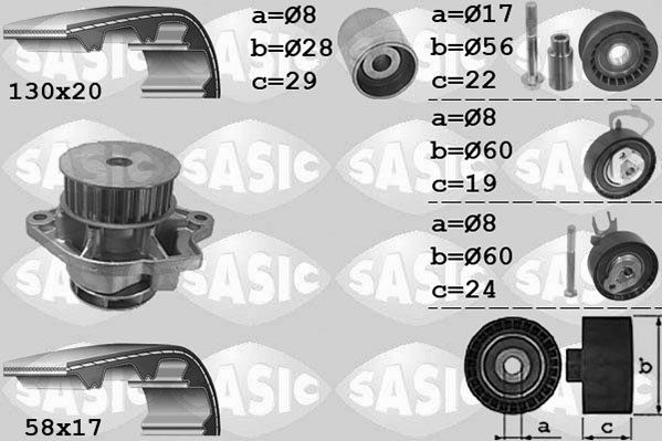 Water Pump & Timing Belt Kit SASIC 3906061