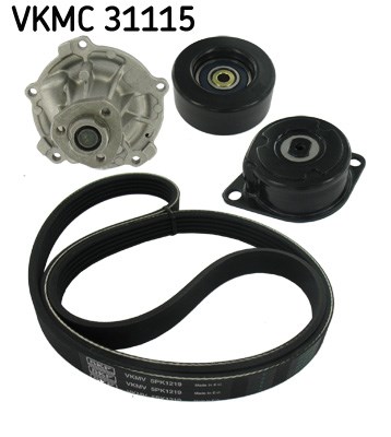 Water Pump + V-Ribbed Belt Set skf VKMC31115
