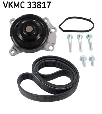 Water Pump + V-Ribbed Belt Set skf VKMC33817