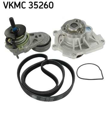 Water Pump + V-Ribbed Belt Set skf VKMC35260