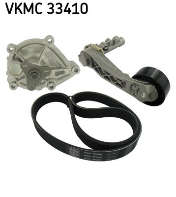 Water Pump + V-Ribbed Belt Set skf VKMC33410