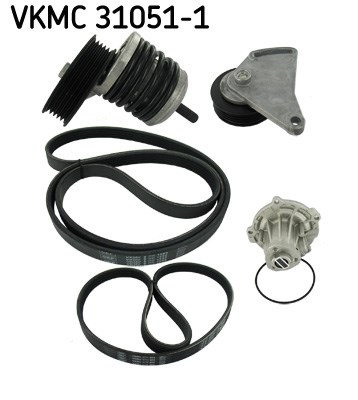 Water Pump + V-Ribbed Belt Set skf VKMC310511
