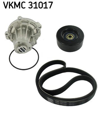 Water Pump + V-Ribbed Belt Set skf VKMC31017
