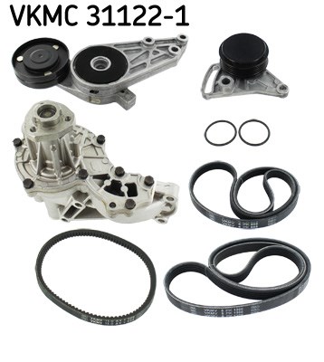 Water Pump + V-Ribbed Belt Set skf VKMC311221
