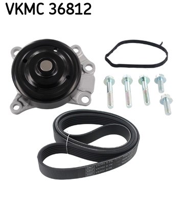 Water Pump + V-Ribbed Belt Set skf VKMC36812