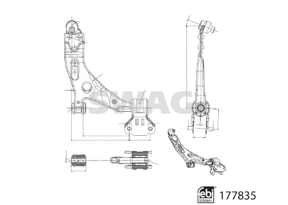 Control/Trailing Arm, wheel suspension SWAG 33104321 2