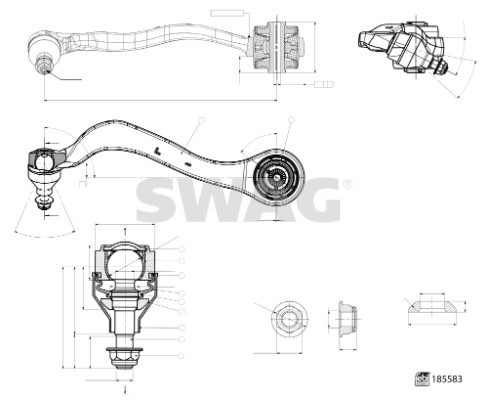 Control/Trailing Arm, wheel suspension SWAG 33109987