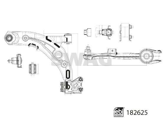 Control/Trailing Arm, wheel suspension SWAG 33108695