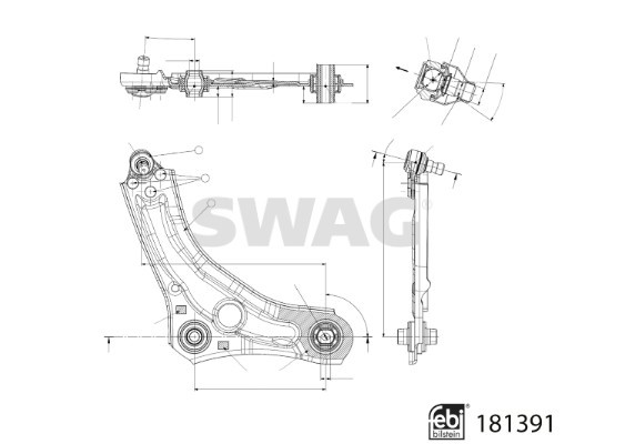 Control/Trailing Arm, wheel suspension SWAG 33108225 2