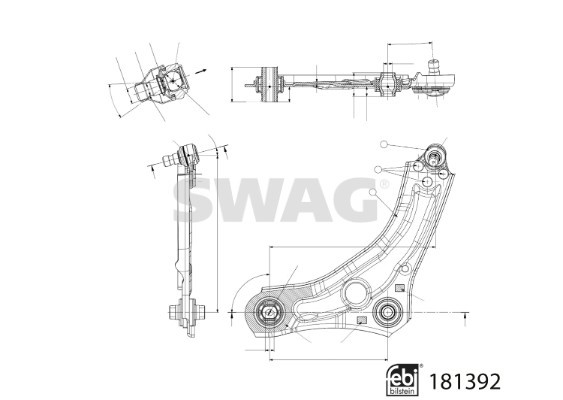 Control/Trailing Arm, wheel suspension SWAG 33108226 2