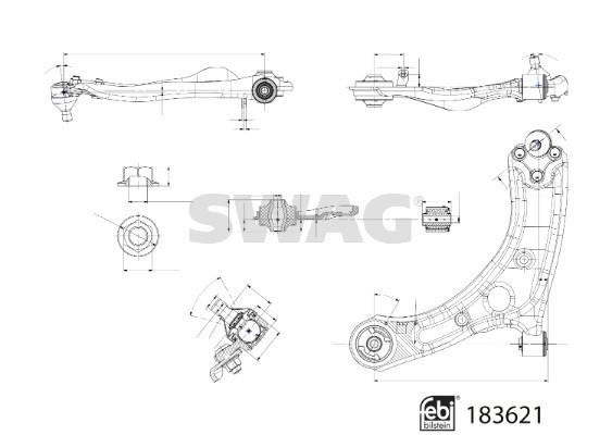 Control/Trailing Arm, wheel suspension SWAG 33109091