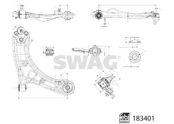 Control/Trailing Arm, wheel suspension SWAG 33108943