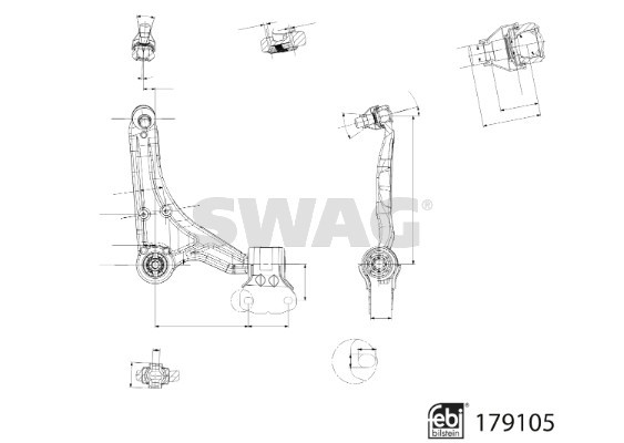 Control/Trailing Arm, wheel suspension SWAG 33104801 2