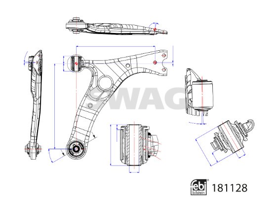 Control/Trailing Arm, wheel suspension SWAG 33108129
