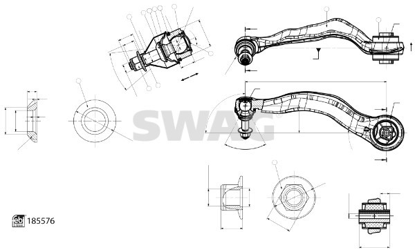 Control/Trailing Arm, wheel suspension SWAG 33109983
