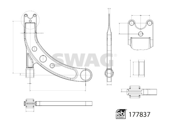 Control/Trailing Arm, wheel suspension SWAG 33104323 2