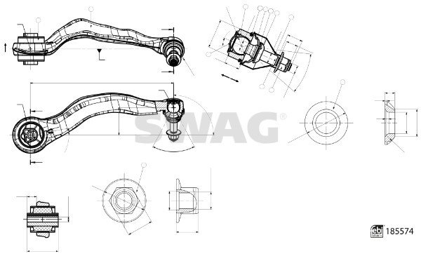 Control/Trailing Arm, wheel suspension SWAG 33109981