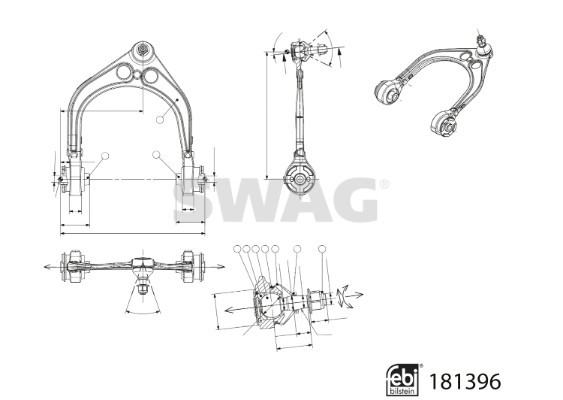Control/Trailing Arm, wheel suspension SWAG 33108229