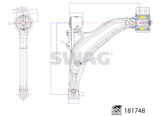Control/Trailing Arm, wheel suspension SWAG 33108398