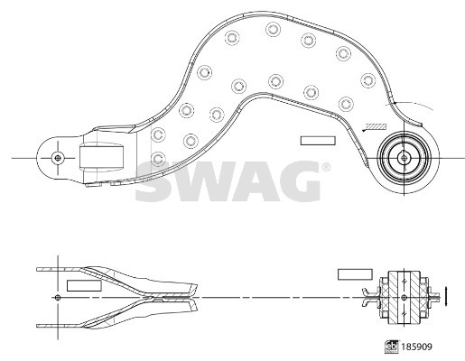 Control/Trailing Arm, wheel suspension SWAG 33110150