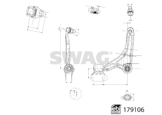 Control/Trailing Arm, wheel suspension SWAG 33104802 2