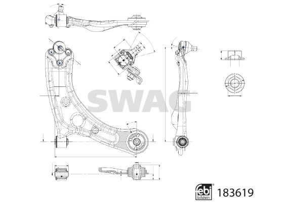 Control/Trailing Arm, wheel suspension SWAG 33109090