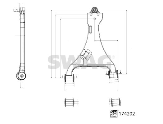 Control/Trailing Arm, wheel suspension SWAG 33107017 2