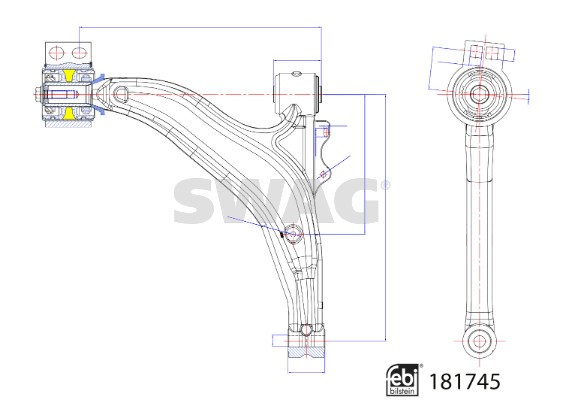 Control/Trailing Arm, wheel suspension SWAG 33108395