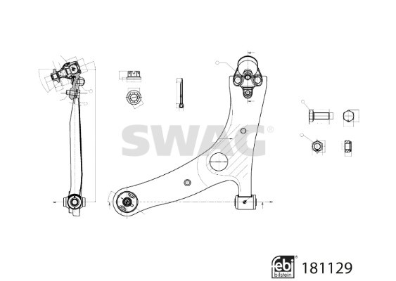 Control/Trailing Arm, wheel suspension SWAG 33108130