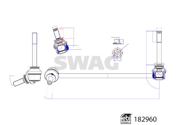Link/Coupling Rod, stabiliser bar SWAG 33108785