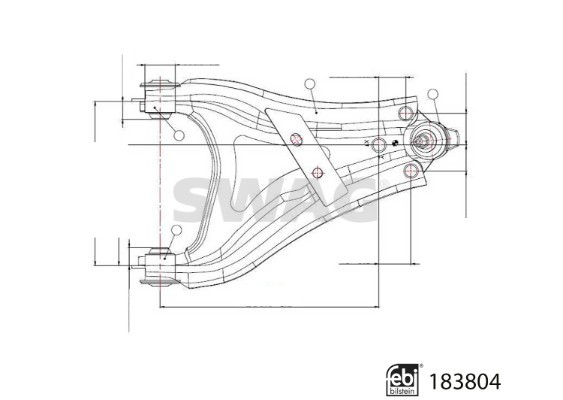 Control/Trailing Arm, wheel suspension SWAG 33109220