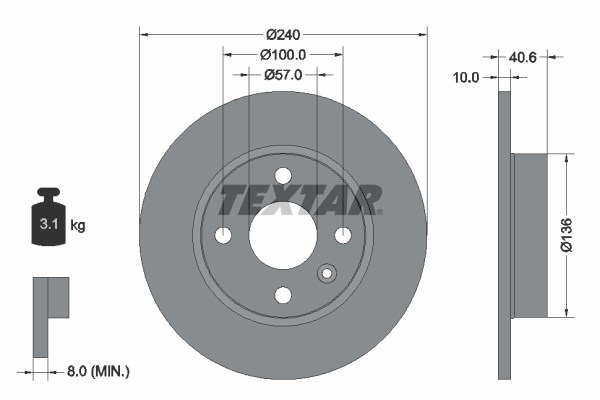 Brake Disc TEXTAR 92111003
