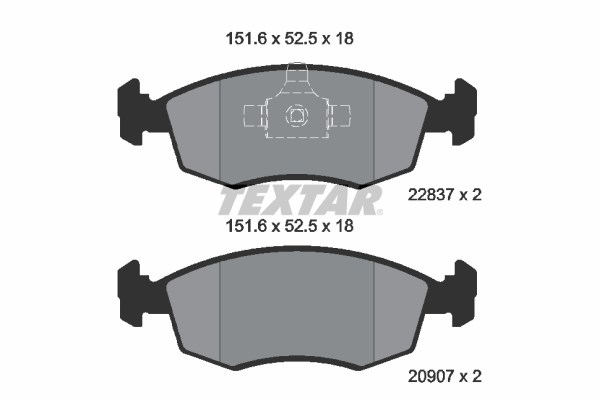 Brake Pad Set, disc brake TEXTAR 2090704