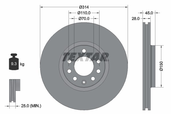 Brake Disc TEXTAR 92118803