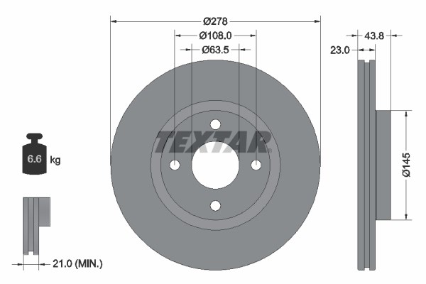 Brake Disc TEXTAR 92303203