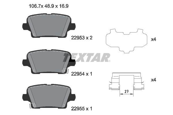 Brake Pad Set, disc brake TEXTAR 2295301
