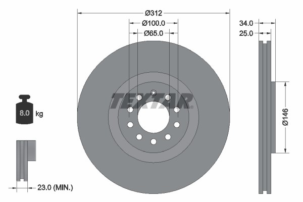 Brake Disc TEXTAR 92098503