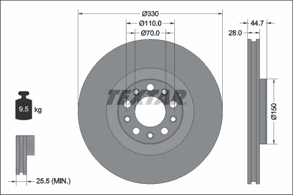 Brake Disc TEXTAR 92337905