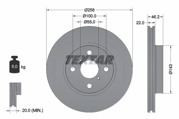 Brake Disc TEXTAR 92164200