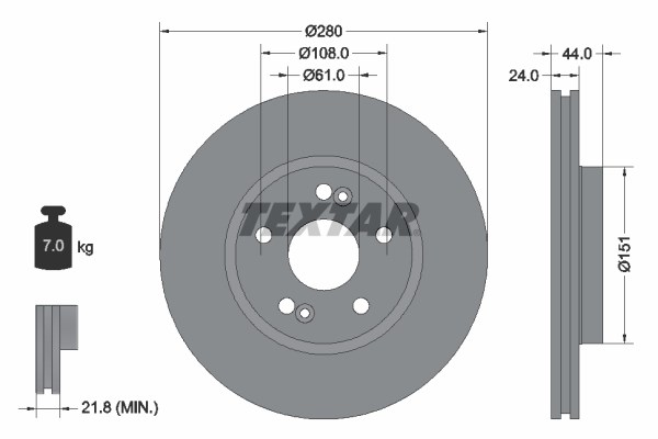 Brake Disc TEXTAR 92113803