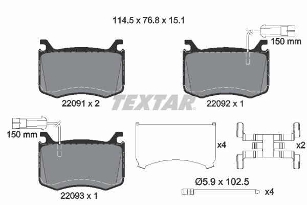 Brake Pad Set, disc brake TEXTAR 2209101