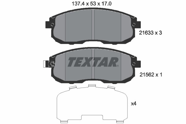Brake Pad Set, disc brake TEXTAR 2163301